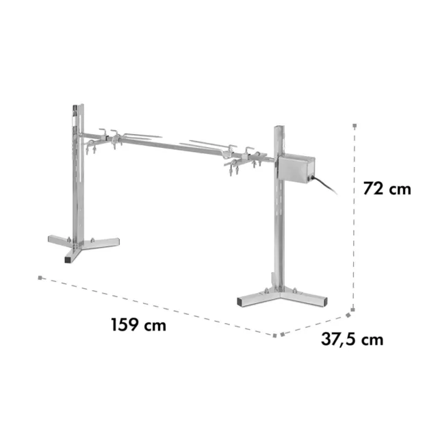 Parrilla eléctrica barbacoa jardín asador soporte giratorio para saliva 12 W 70 kg acero inoxidable 2