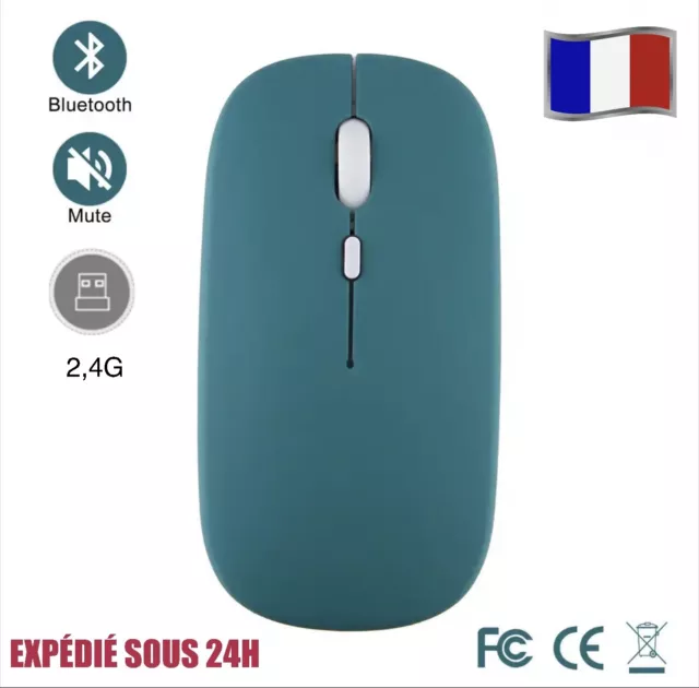 Souris sans fil Bluetooth 2.4G USB lumineuse pour tablette téléphone ordinateur