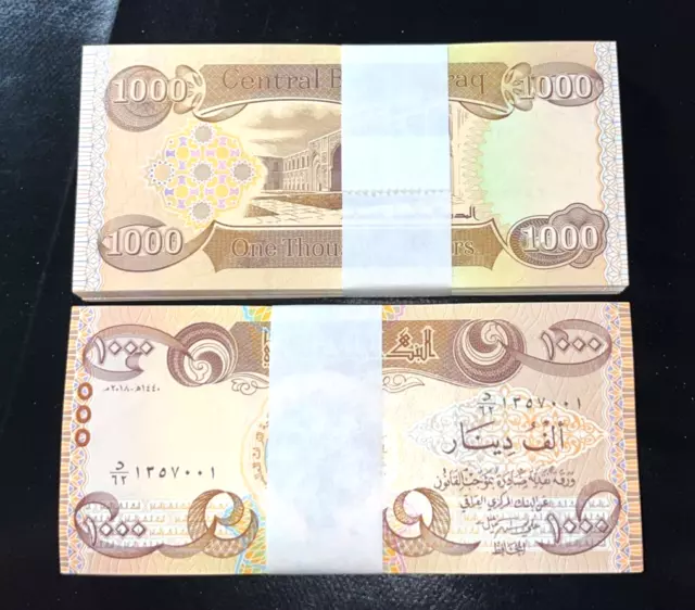 1000 Dinars 2018 Iraq P-New 100000 IQD 1000 x 100 UNC Iraqi Dinar Free Shipping