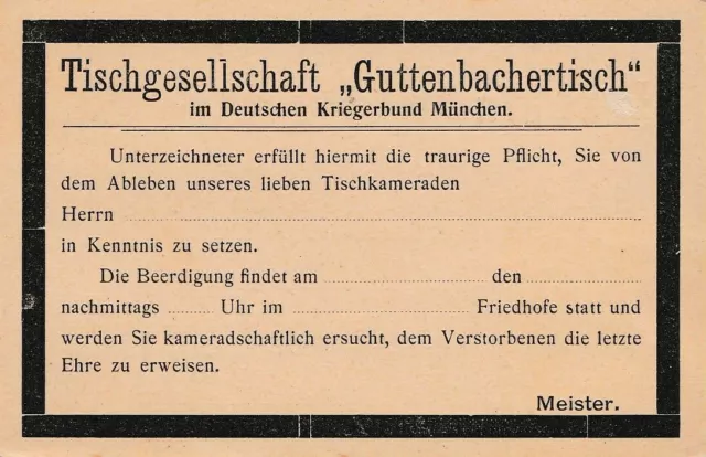 Ganzsache Ansichtskarte / Postkarte München Bayern, Tischgesellschaft Guttenbach