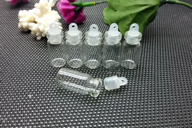 50Pcs 1ML Tiny Small Clear Glass Bottle Sample Vials with Plastic Lid 11x22mm