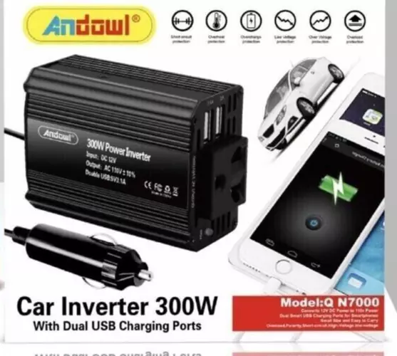 Inverter Invertitore 300 W Convertitore da 12V a 220V 2 Porte USB 5V 2.4*2