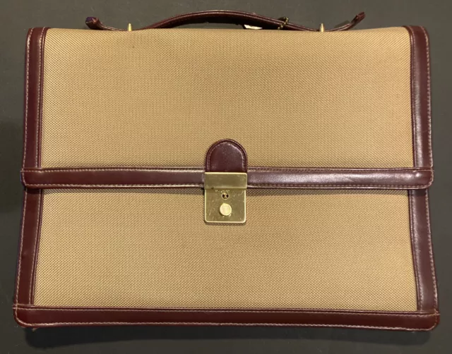 Vintage Estee Lauder by Myers Brown Leather LOCKING Briefcase Document Bag HTF!