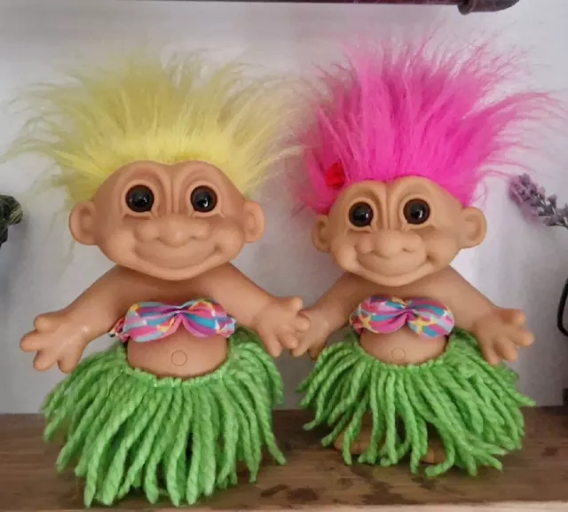 Vintage Russ 5" Troll Dolls - Hawaii Hawaiian Hula Grass Skirt