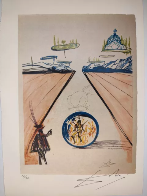 Salvador Dali COA Vintage Signed Art Print on Paper Limited Edition Signed
