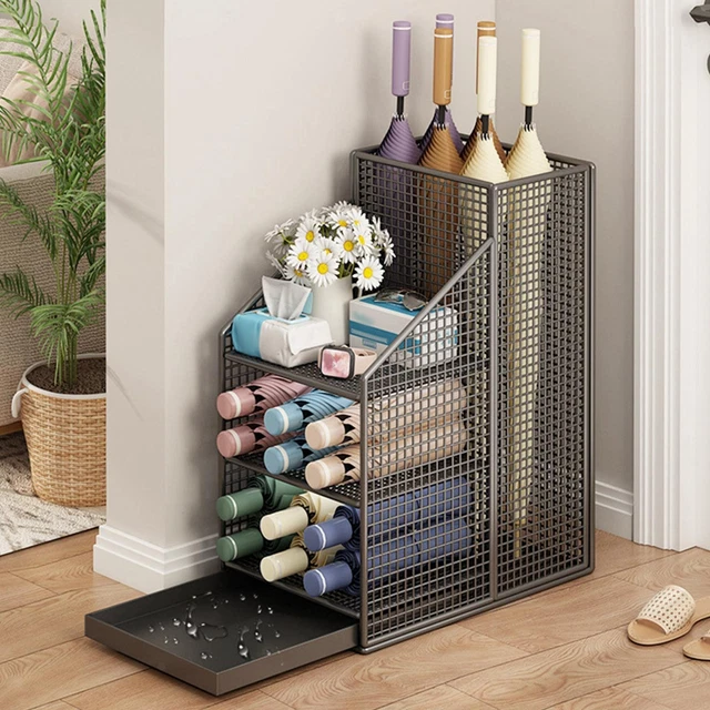 SENNIAN Porte-Parapluie De Bureau Avec Poignées, Seau De Parapluie De Style Vintage Industriel Pour Cannes, Porte-Cannes De Porte, Entrée De Magasin (Color : Black, Size : 22x50cm