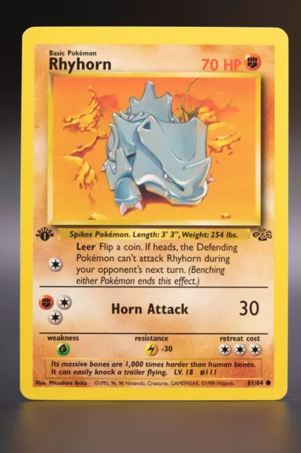 2. Rhyhorn - 61/64 - 1st Edition Jungle - Pokemon WOTC Mint/ Near Mint