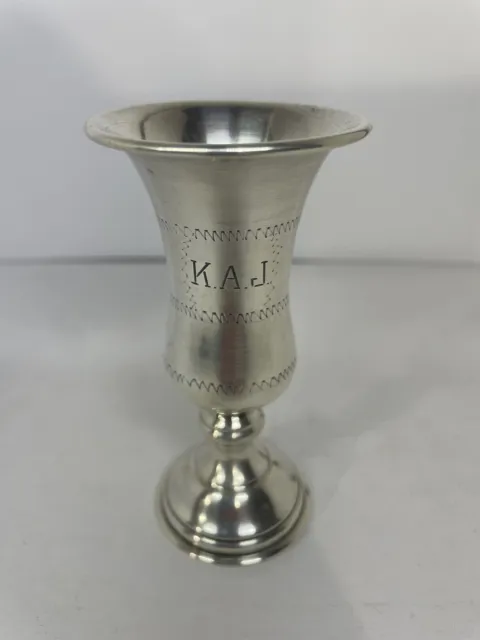 Vintage Sterling Silver Cup “K.I.J”  Engraved 4" tall 34.9g Or 1.23oz