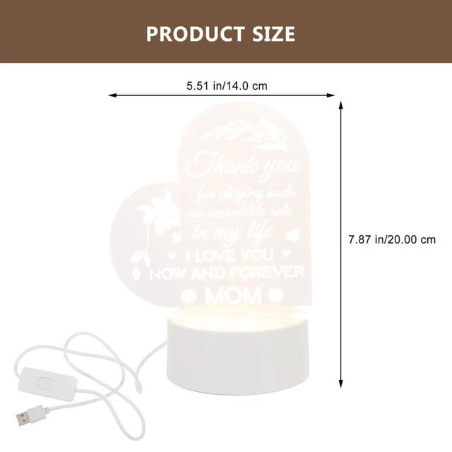 MEMORIAL GIFTS THANK You Mom from Daughter Acrylic Night Light Mother £