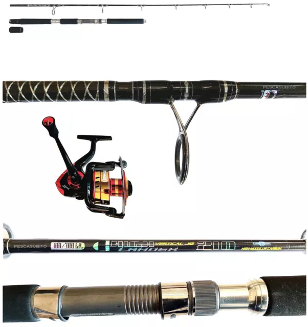 Kit Canna Vertical Jigging Potente Hightlander 2.10m 100-300g Mulinello Nisham