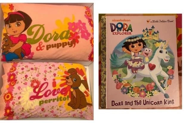 Funda de almohada Nickelodeon Dora The Explorer & Puppy I Love Perrito 2009 y libro 2011