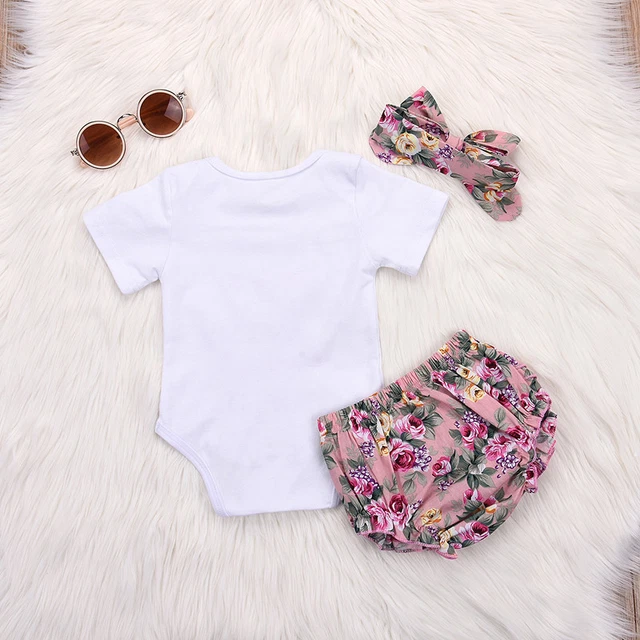 Set 3 pezzi abiti per bambine Regno Unito fascia alta pantaloni neonato vestiti neonato 5