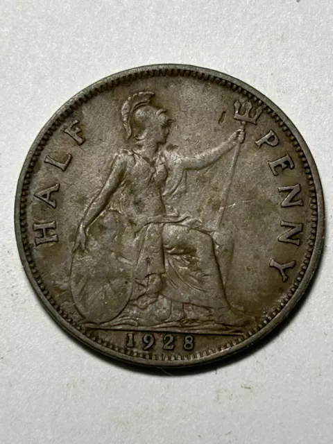 1928 Great Britain Half Penny Coin