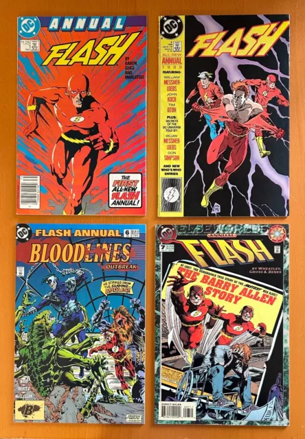 Flash Annuals #1, 3, 6 & 7 (DC 1987 to 1994) 4 x FN+/- issues