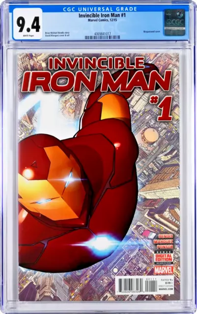 Invincible Iron Man #1 CGC 9.4 (Dec 2015, Marvel) David Marquez Wraparound Cover