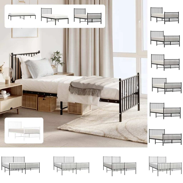 METAL BED FRAME with Headboard Bedroom Metal Platform Bed Base Bedstead