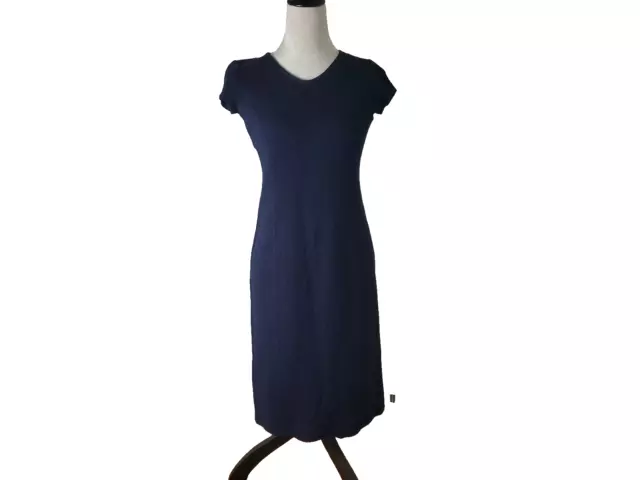 Armani Collezioni Women's Navy Blue Cap Sleeve Sheath Dress Size 4 Hidden Zipper