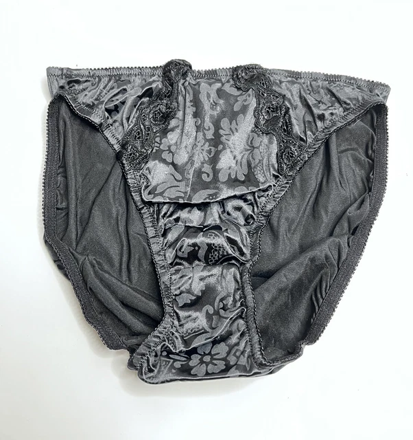 NWT Vintage Victoria’s Secret High Cut Black Satin Panties Size L Gold Label 3
