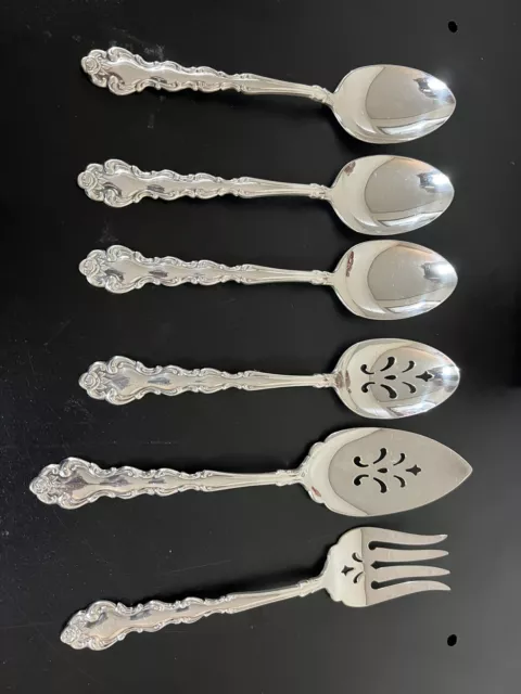 Oneida Community Silverplate Beethoven Set of 4 Serving Spoons, Pie, Meat Fork