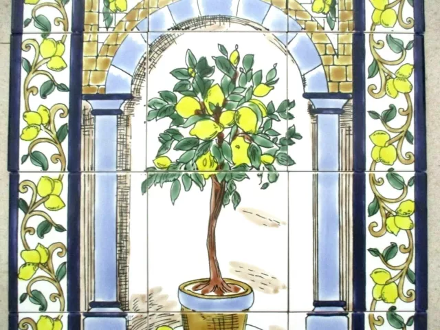 Ceramic tile art Mosaic wall mural Lemon Tree floral BACKSPLASH  18" x 24"