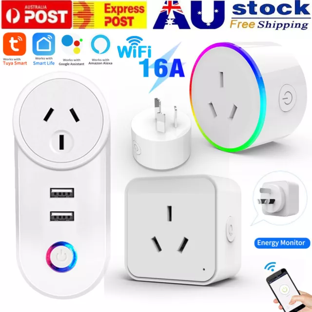 10A 16A Tuya WiFi/Zigbee Smart AU Plug Outlet Power Socket For Alexa Google Home