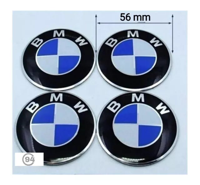 4x Logo Autocollants bleu noir centre de jantes BMW 56 mm cache moyeu de roue