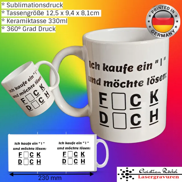 Taza con dicho Fick Dich idea regalo divertida divertida taza de café rueda de la suerte