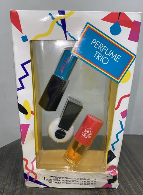 Vintage Rare Perfume Trio Tribe Exclamation Coty Wild Musk SPRAY 3 FULL Bottles Vintage Rare Perfume Trio Tribe Exclamation Coty Wild Musk SPRAY 3 FULL Bottles