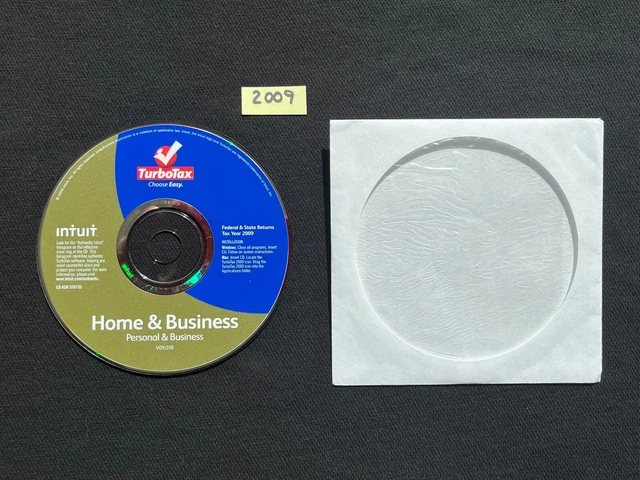 TurboTax Home & Business. 2009 CD, Windows/Mac. Says on disc "Federal + State"