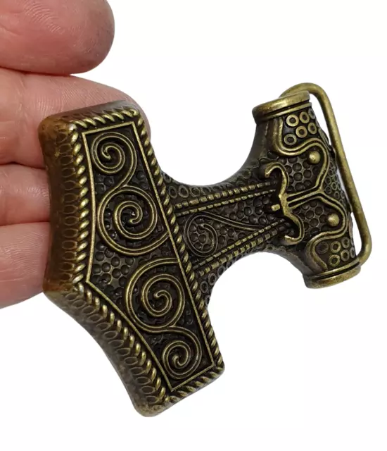 Gürtelschnalle Thors Hammer Viking Celtic Raven Skane Nur brünierte... 3