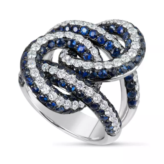 Afarin Collection 1.85 Diamond & 4.88ct Sapphire Entwined Ring VS/F in 18k Gold