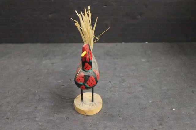 Navajo Pueblo Lulu Herb Black Watermelon Rooster Wood Carving