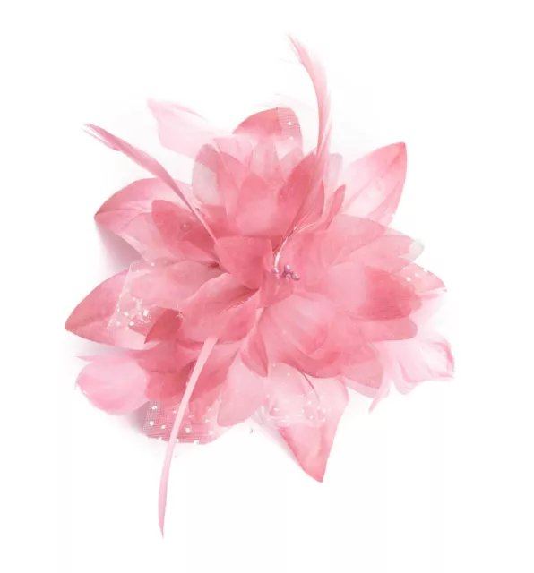 Dusky Pink Feather Comb Fascinator Wedding Races Proms Bridal Hair Accessory