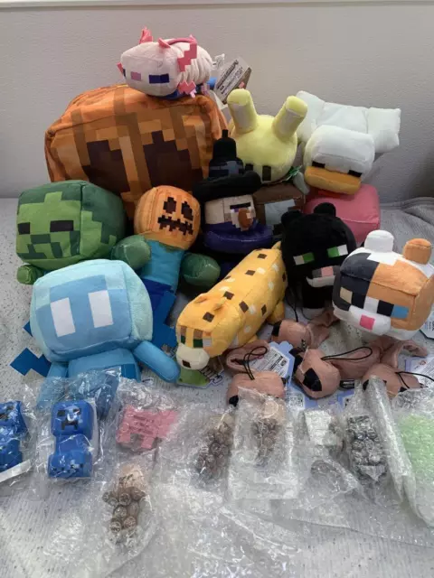 minecraft Goods lot of 20 Plush Mini Figure Squeeze toys Villager Axolotl