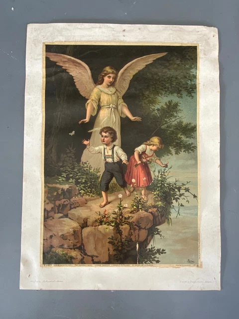 Angelo Custode Oleografia D’epoca Numerata