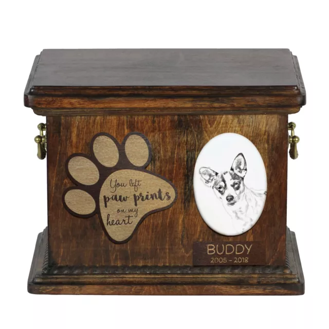 Rat Terrier - Urna de cenizas de perro con placa de cerámica Art Dog ES