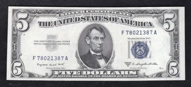 Fr. 1657 1953-B $5 Five Dollars Silver Certificate Currency Note Gem Unc