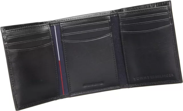 Genuine Tommy Hilfiger Black Leather Cambridge Trifold Passcase Wallet 3