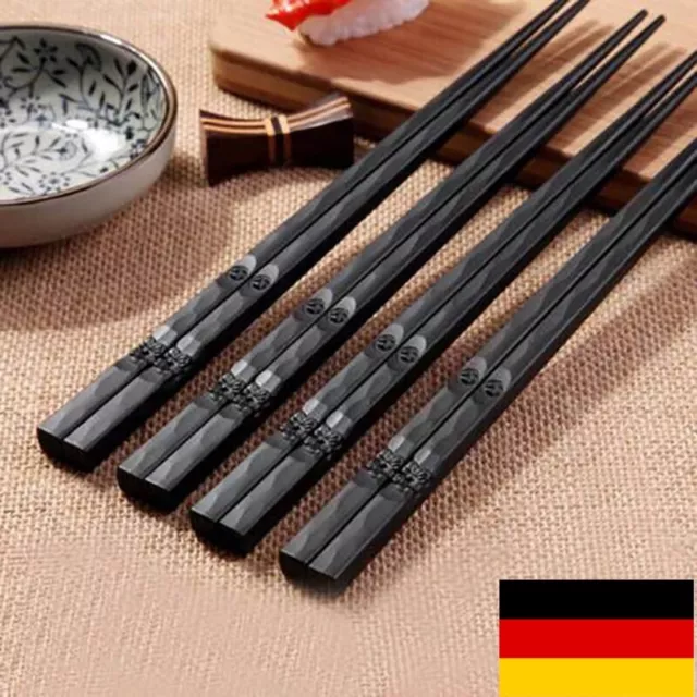 1 Paar Japanische Essstäbchen Rutschfeste Sushi-Stäbchen aus Metall DE NEU