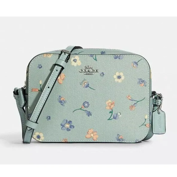 Coach Mini Camera Bag Crossbody Purse Handbag Mystical Floral Teal Flower NWT