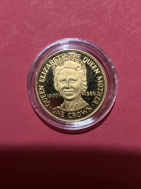 9 ct GOLD Isle of man queen mother 80th anniversary one crown