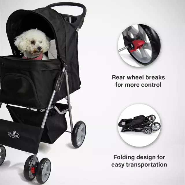 Pet Stroller Dog Cat Puppy Pram Pushchair Travel Cart Jogging Buggy Carrier 2