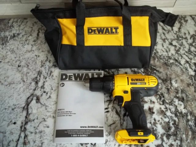 NEW DeWALT DCD771 20V 1/2" Drill/Driver 20V MAX Cordless Drill W/Tool Bag