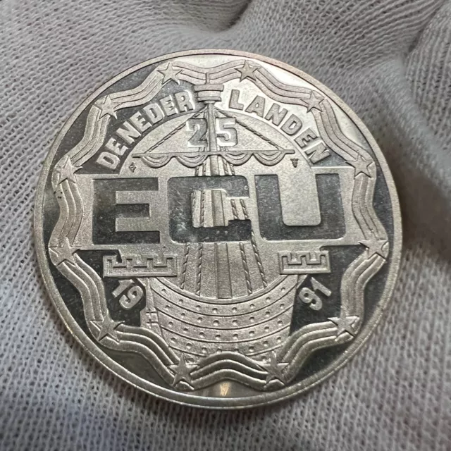 25 ECU Silber Niederlande 1991 25,1g 925 Silber 38mm Erasmus von Rotterdamm