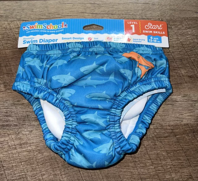 1 Swim School Reusable Swim Diaper Level 1 6 Month Boy 13-18 Lbs Baby
