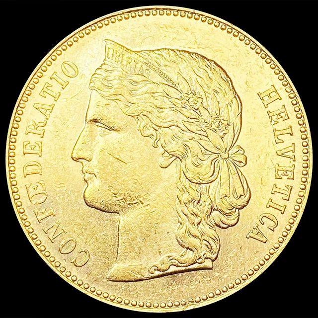 1890-B Swiss .1867oz Gold 20 Francs Coin CHOICE BU