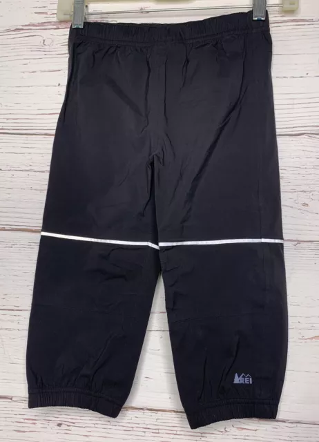 REI Toddler Size 3T Black Reflective Pull-On Rain Pants Waterproof EUC