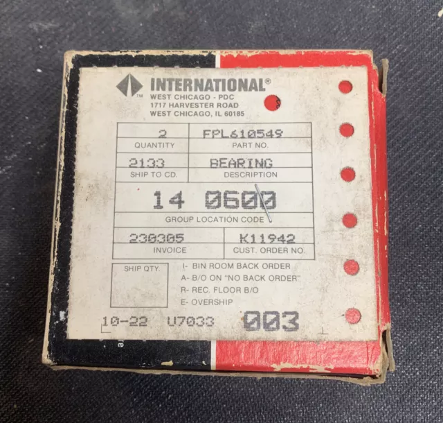 Fpl610549 Navistar 344538c9 Case IH NOS OEM Tapered Roller Bearing Skfl610549