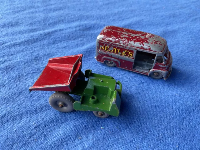 1960s MOKO Lesney #2 tip truck & #69 Commer Van Nestles,  1:87, Die-cast models.