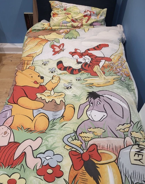 Copripiumone singolo vintage anni '90 Disney Winnie the Pooh e set federa - MADE NEL UK